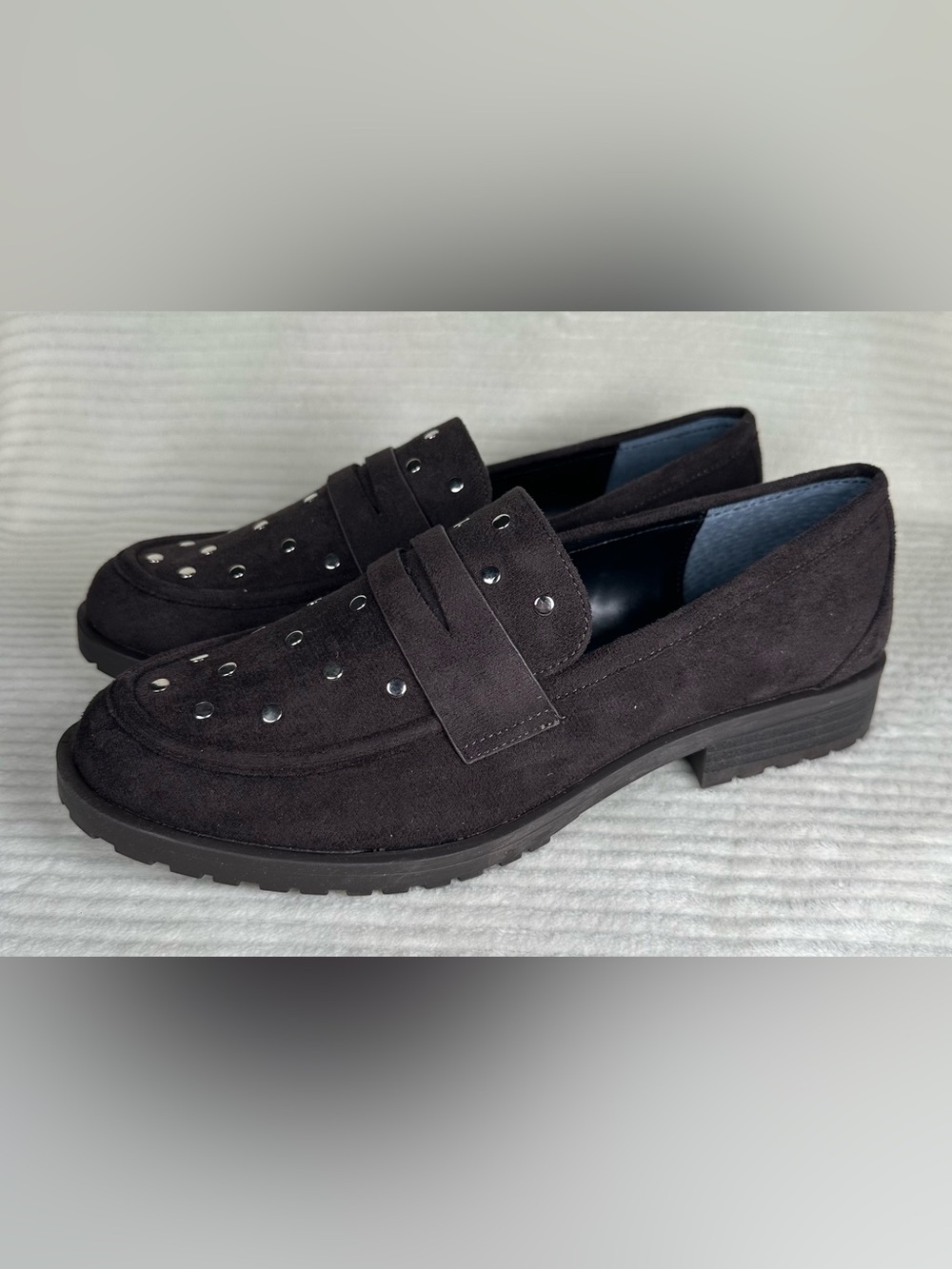 Rebecca Minkoff Diana Dark Brown Suede Studded Closed Toe Loafers NWT Size 9.5